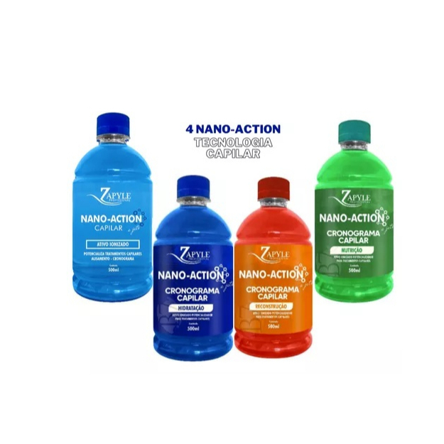 Kit Nanotecnologia Jato 4 Produtos Potencializa Ativo Ionizador Capilar Zapyle 500ml