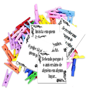 Kit 100 Tags diversas frases offset branco 5x5 com pregador em Oferta na Shopee
