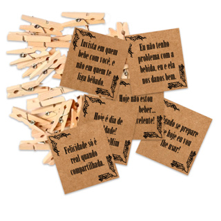 50 tag frases para bebida papel kraft 5x5 com pregadores em Oferta na Shopee
