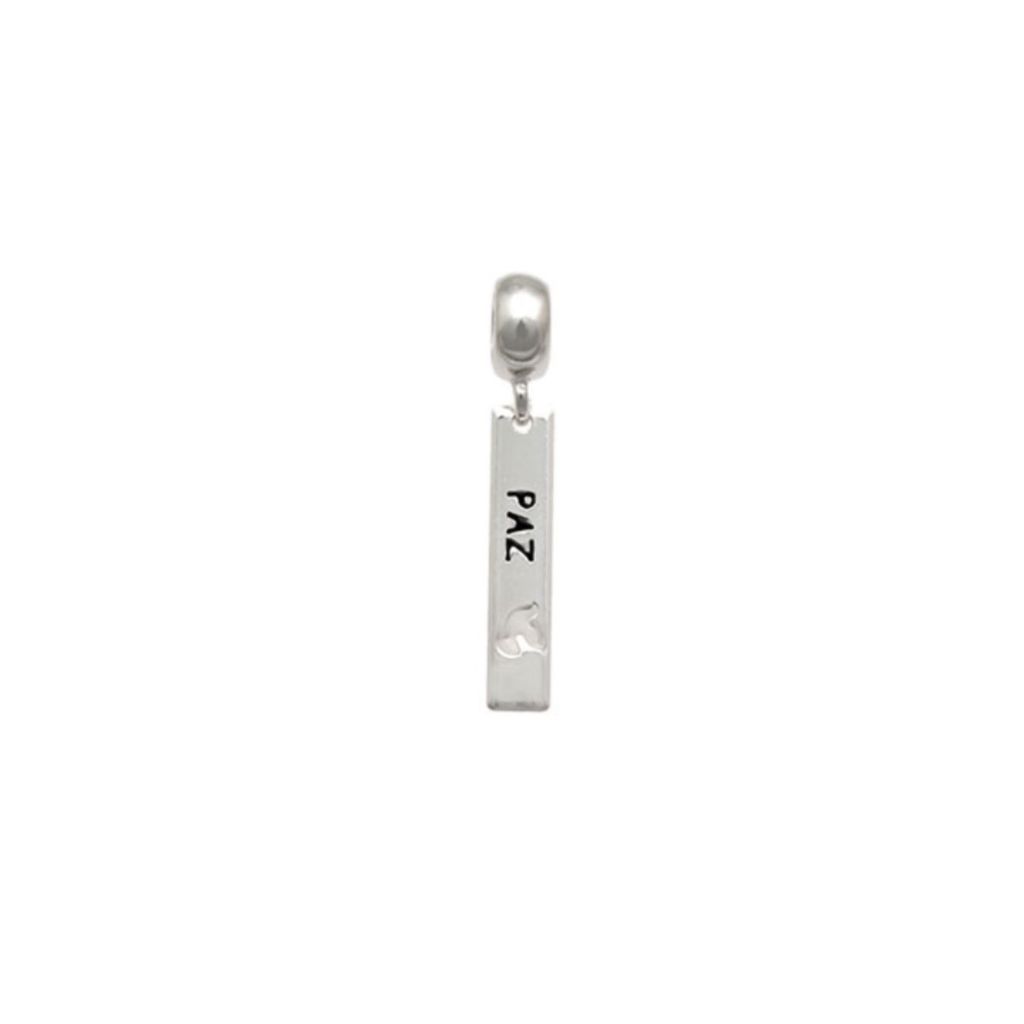 Berloque para Pulseira de Prata 925 Placa Paz