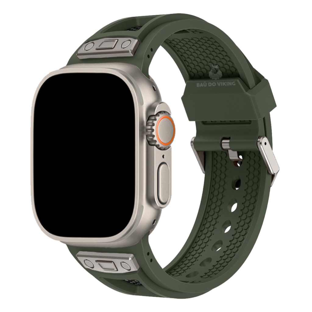 Pulseira Silicone Robusta Web Verde Compatível com Apple Watch Ultra - NÃO É O R