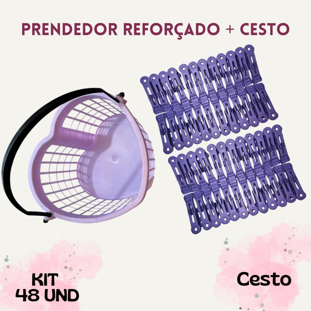 KIT 48 Prendedor Reforçado de roupa + CESTO, Pregador Reforçado de roupa para varal em Oferta na Shopee