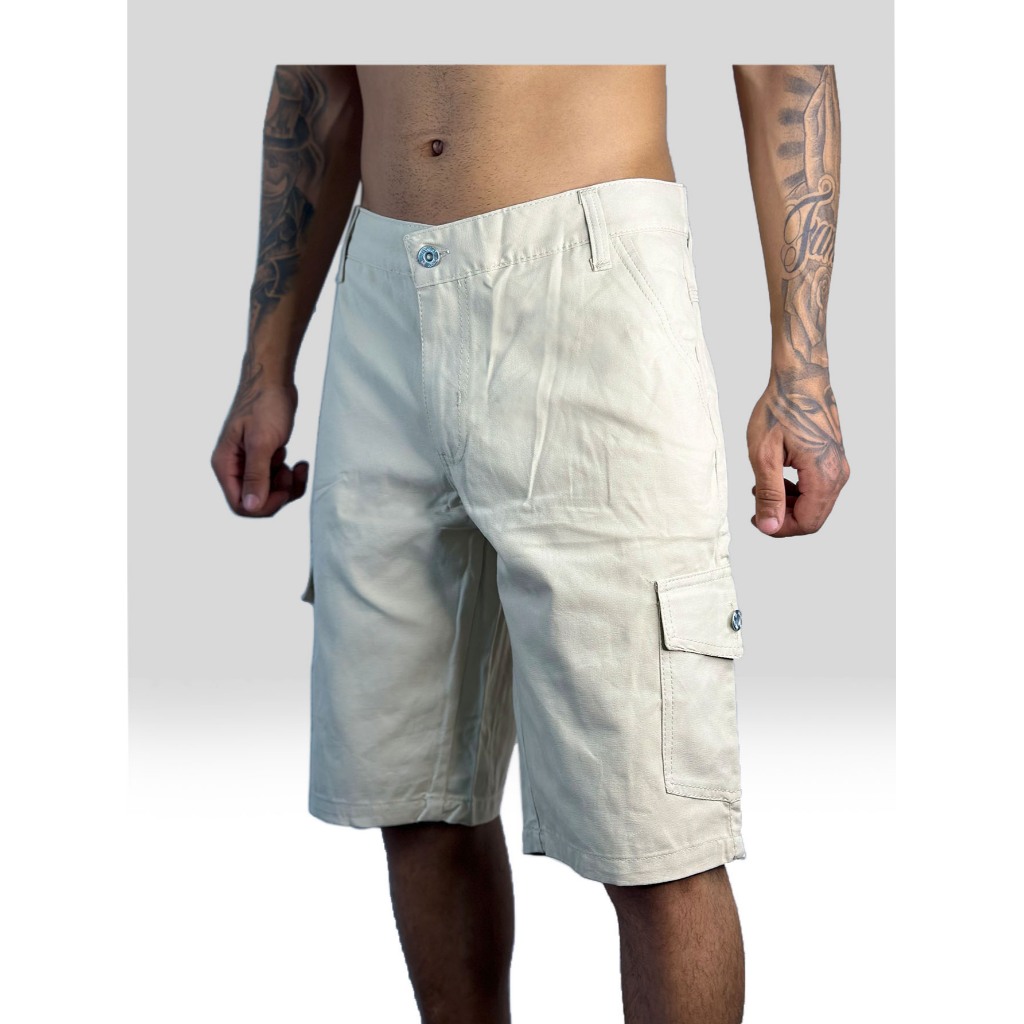 Bermuda Masculina   Varias Cores com 6 Bolsos Cargo Brim