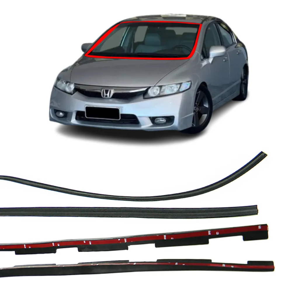 Kit Borracha Arremate Superior Inferior e Acabamento Lateral Parabrisa Honda New Civic 2007 a 2011 em Oferta na Shopee