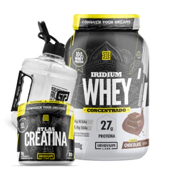 Kit Whey Protein Concentrado + Creatina 90g + Galão 1,5L- Iridium Labs