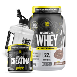Kit Whey Protein Concentrado + Creatina 90g + Galão 1,5L- Iridium Labs em Oferta na Shopee
