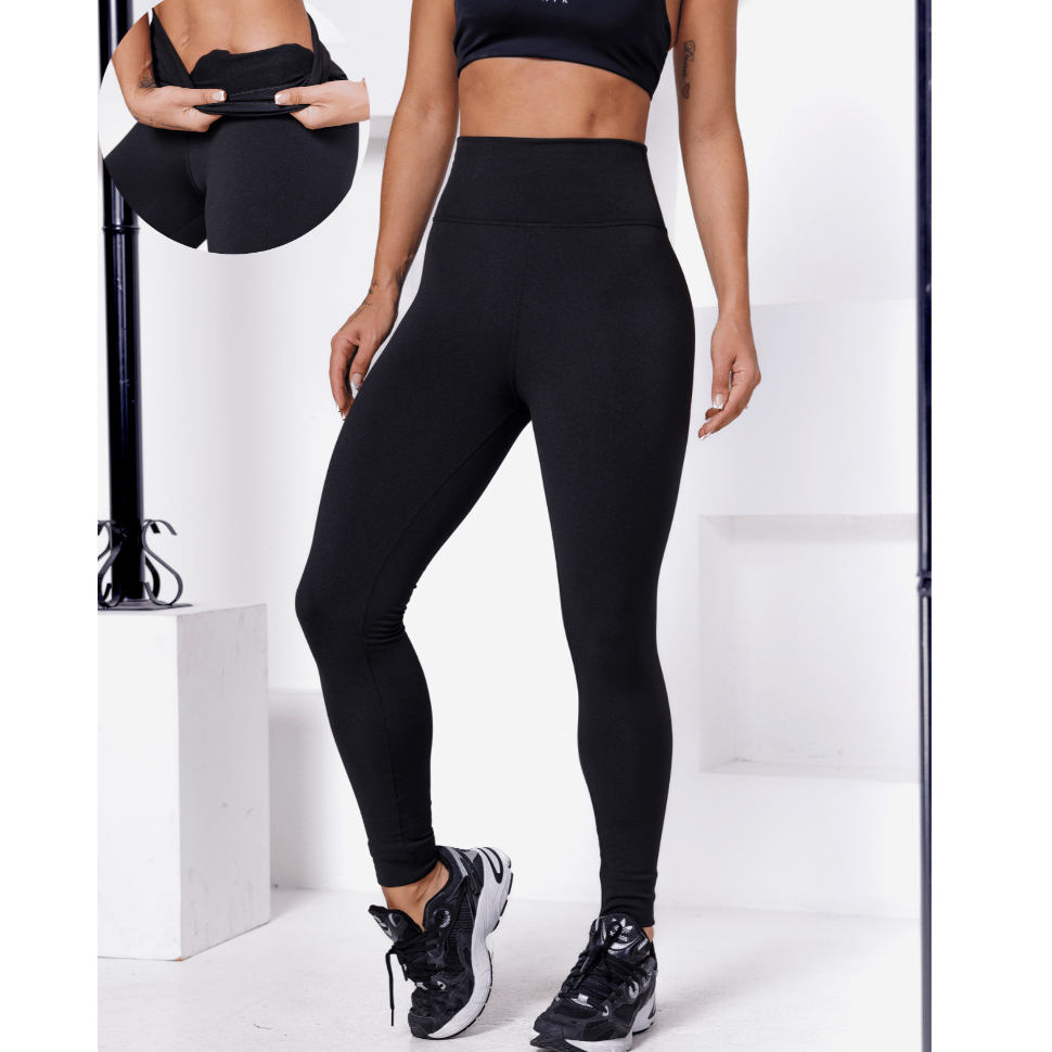 Calça Legging Flanelada Cós Alto Modeladora Grossa Fitness Academia Esportiva Calça Térmica Segunda Pele Slim Plus Size