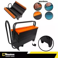 Caixa de Ferramentas Sanfonada com 7 Gavetas com Rodas e Puxador Profissional-PRESTO