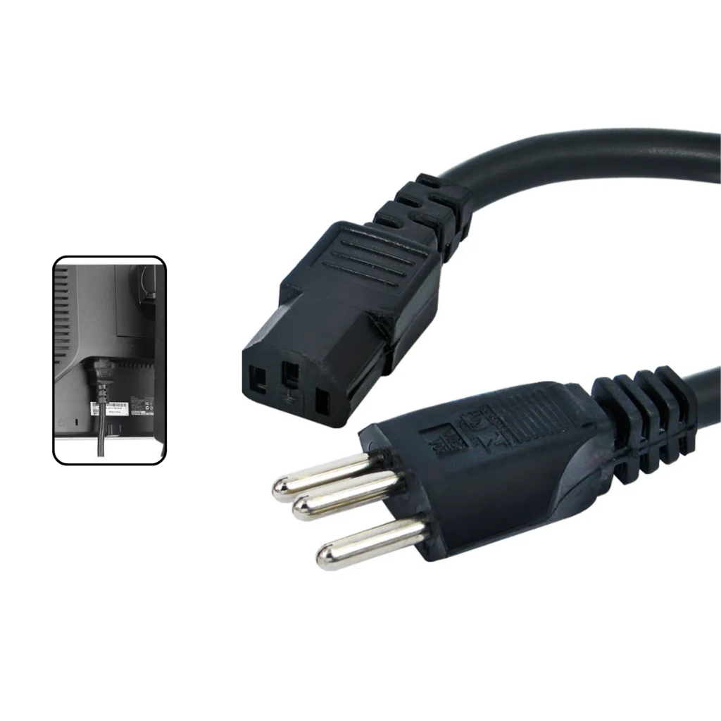 Cabo De Força Pc Energia Tripolar 3,0 Metros 10a Para Monitor Tv Fonte Impressora Computador Inmetro em Oferta na Shopee