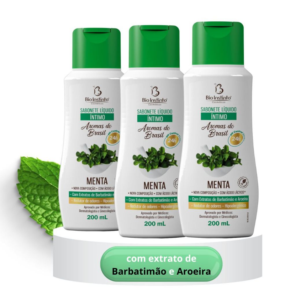 3 Sabonete Líquido Íntimo de Menta Higiene Total