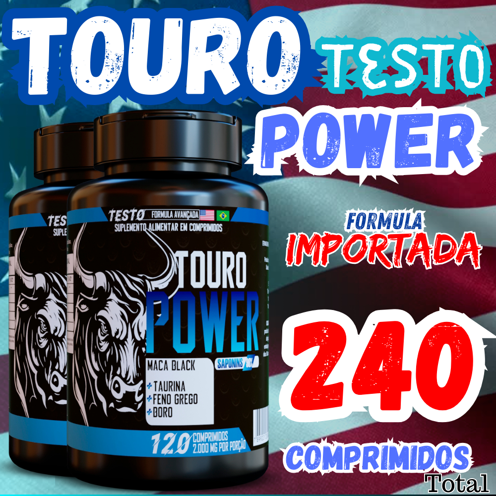 Touro Power 120 Comprimidos 1000mg - Feno Grego, Boro, Taurina, Maca