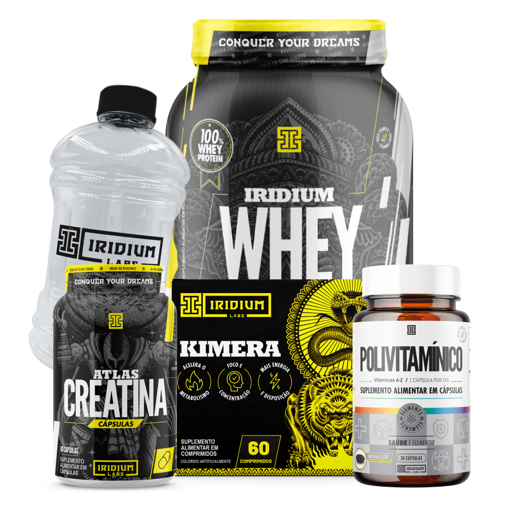 Whey Protein Concentrado + Creatina Atlas Cáps  + Kimera Thermo + Polivitamínico   + Acessório