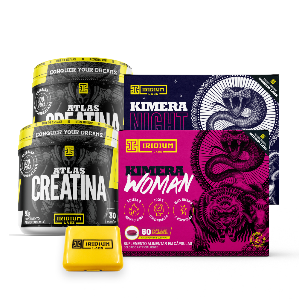 Kit Kimera Woman + Kimera night + 2x Creatina 90g + Porta Caps
