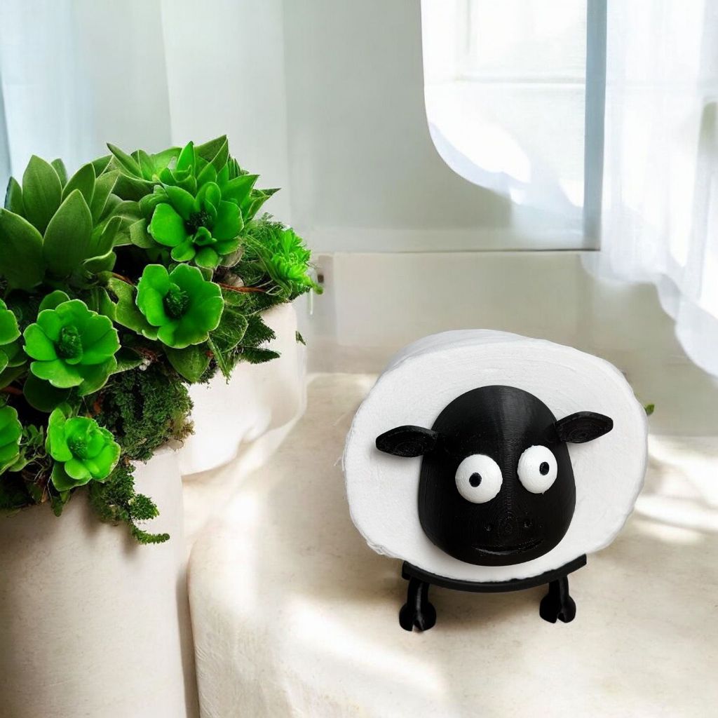 Suporte Porta Papel Higiênico Ovelha Decoração Shaun O Carneiro Impressão 3D
