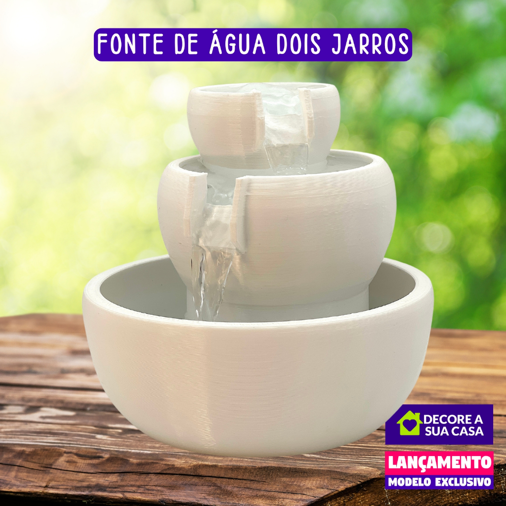 FONTE DE ÁGUA DOIS JARROS BIVOLT CASCATA DECORATIVA