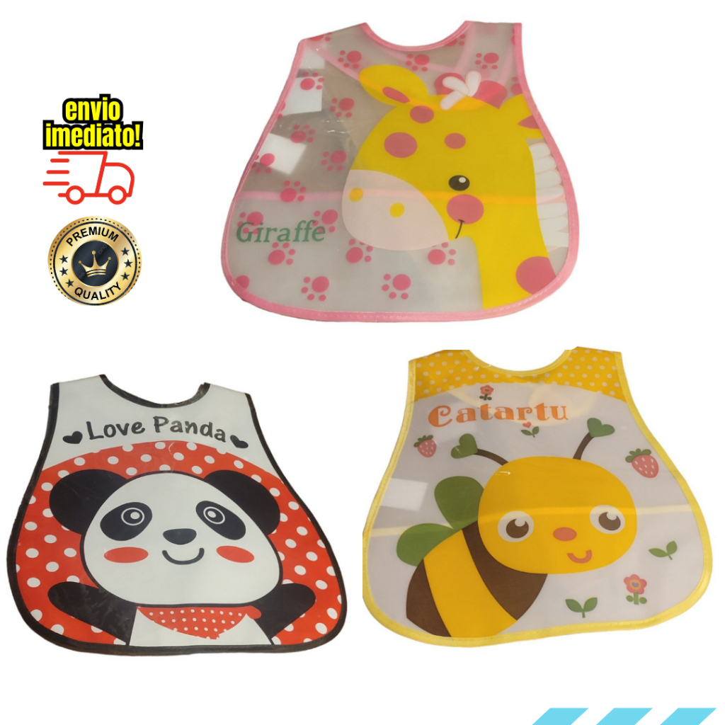 Babador Impermeável Kit 3 peças Avental Colete Infantil Bebê Criança Para Bebê Fácil De Limpar