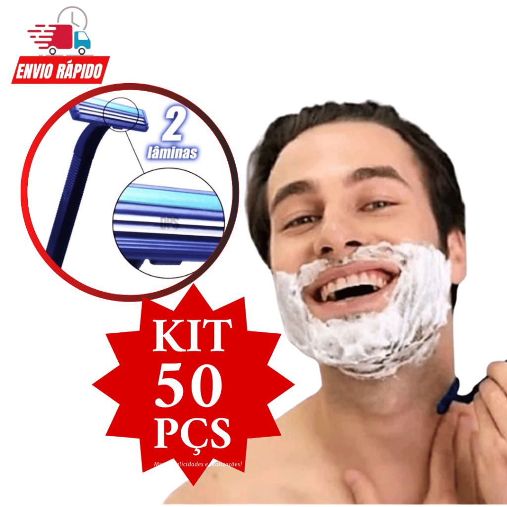 Conjunto Cartela de Barbeador Descartável para Depilar Barbear  50 Peças Prestobarba Descartável Com 2 Lâminas