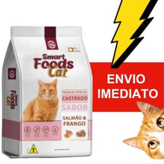 Ração para gatos castrados 10,1Kg Salmão e Frango Smart Foods - Envio Imediato em Oferta na Shopee