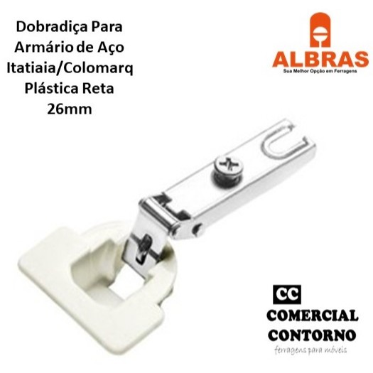 Dobradiça Para Armário de Aço Itatiaia/Colormaq Plástica Reta 26mm Kits