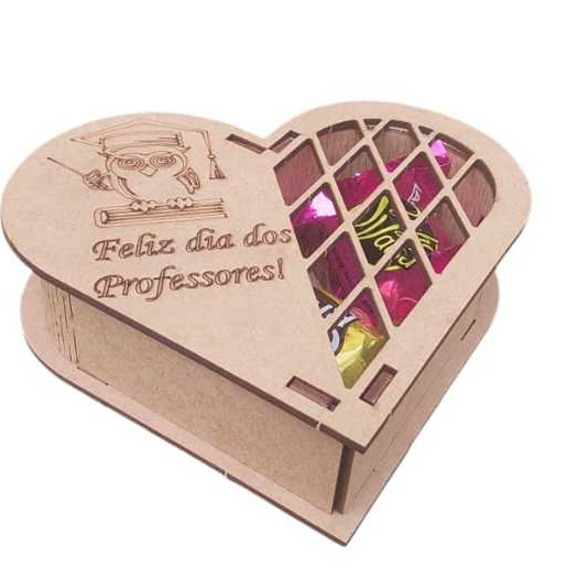 5 Caixas Coração 13 cm dia dos Professores, Lembrança, Presentes,  MDF - Madeira