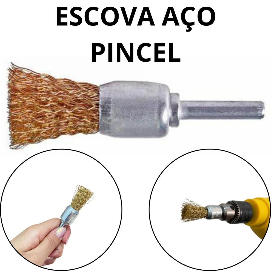 Pincel Escova De Aço Tipo Pincel Para Limpar Superfícies De Metal Madeira Borracha