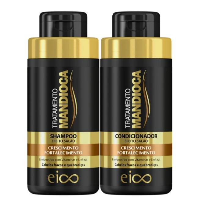 Eico Tratamento Mandioca Shampoo Sem Sal e Condicionador Leave-in 450ml Fortalecimento Crescimento Capilar em Oferta na Shopee
