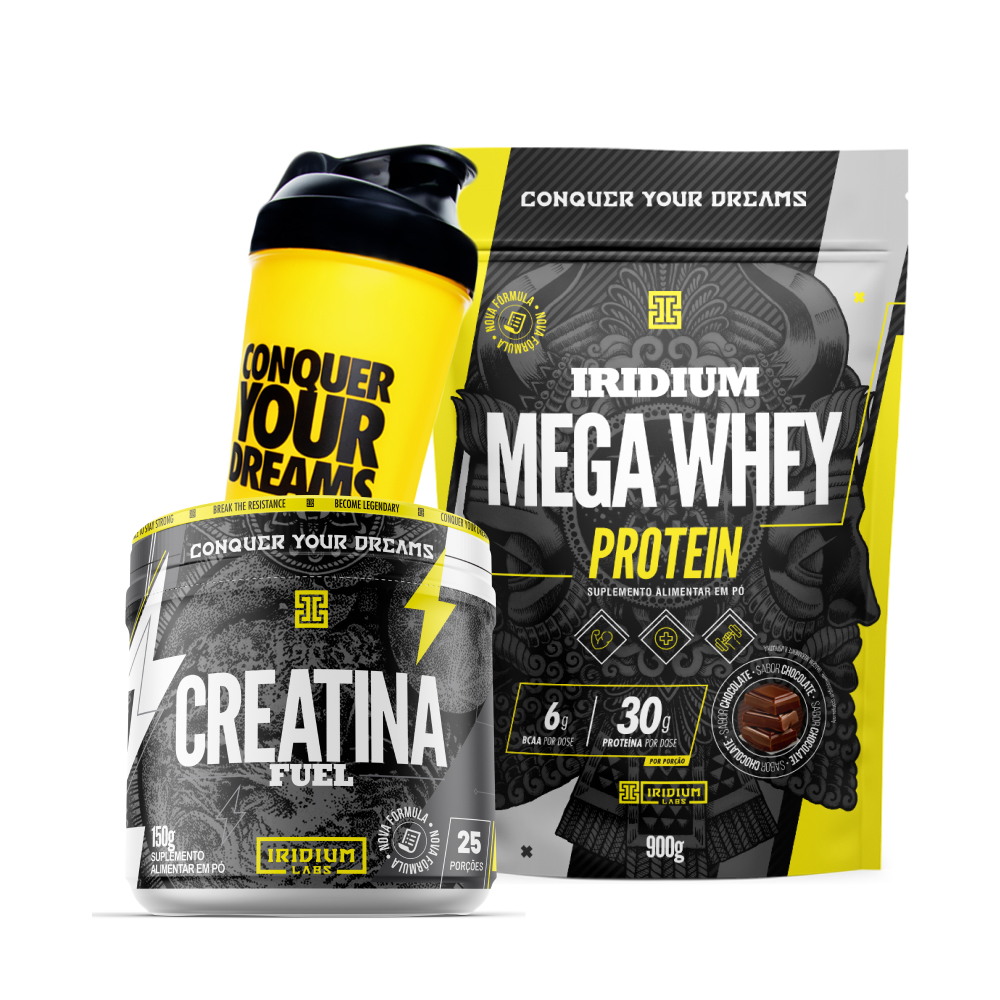 Kit Whey Protein Mega + Creatina Fuel 150g + Coqueteleira - Iridium Labs em Oferta na Shopee