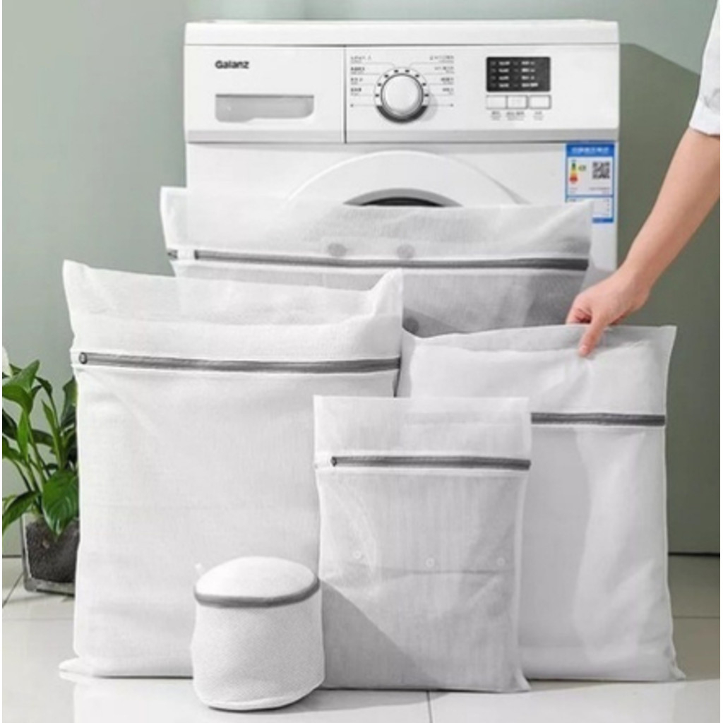 Kit com 5 Sacos De Lavar Roupas Protetor De Roupa Íntima Lingerie Tamanho Grande