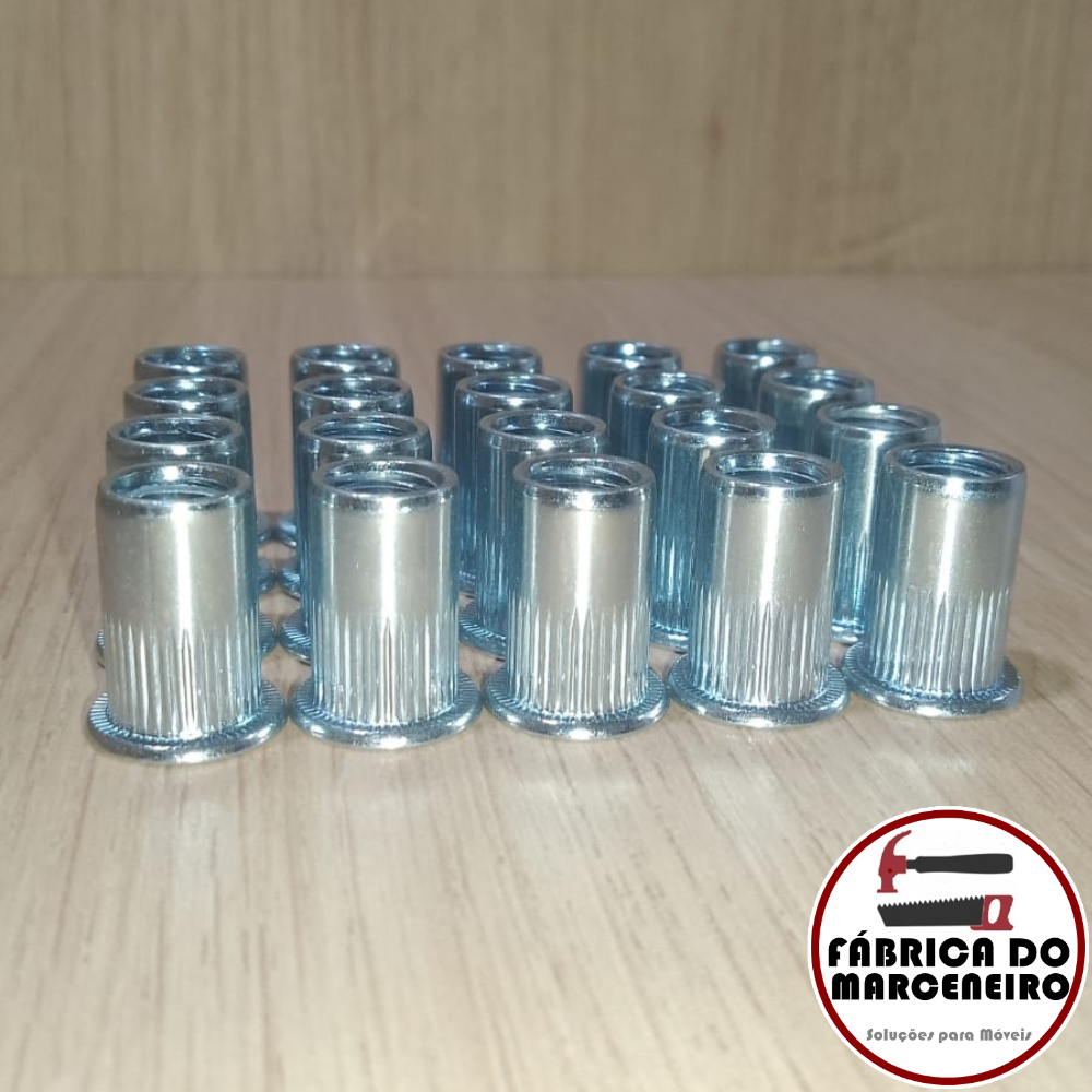 Kit c/ 20 Rebite Rosca Interna Cab Plana M8