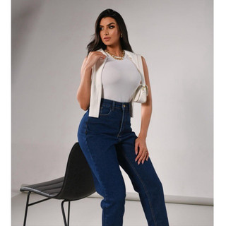 Calça Mom Jeans Feminina / Calça Mom Jeans Escura / Calça Jeans Casual