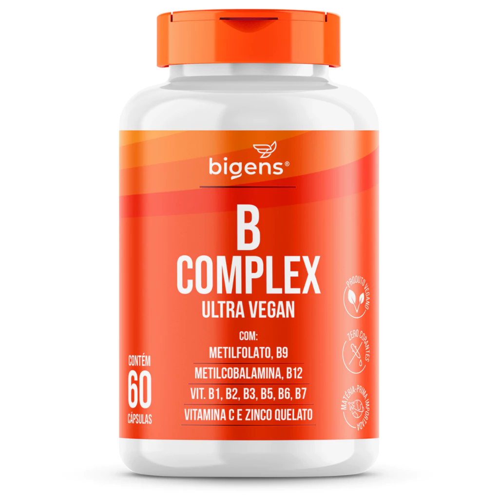 Complexo B Vegano, Apenas 1 Cápsula Ao Dia, Total 60 Cápsulas, Até 500% Idr, Bigens