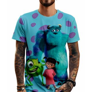 Camiseta Monstros S.A Poliéster Estampa total Manga curta em Oferta na Shopee