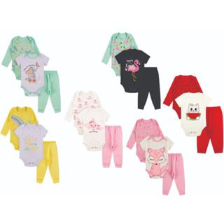 Kit Body roupa De Bebe 12 Peças Body Manga Longa e Curta e Calça Algodão  Menina em Oferta na Shopee