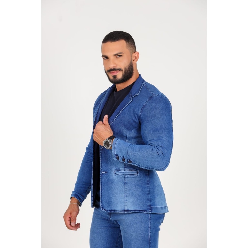 BLAZER JEANS MASCULINO SLIM FIT PREMIUM COM ELASTANO