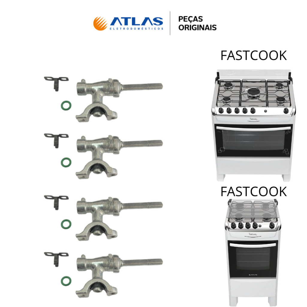 Conjunto 4 ramais originais fogão Atlas Fastcook 4 e 5 bocas a pronta entrega! em Oferta na Shopee
