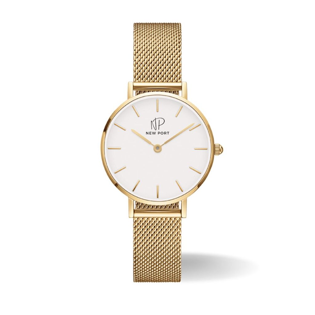 Relógio Feminino Elegante Minimalista De Pulso Analógico Dourado Gold 32mm New Port