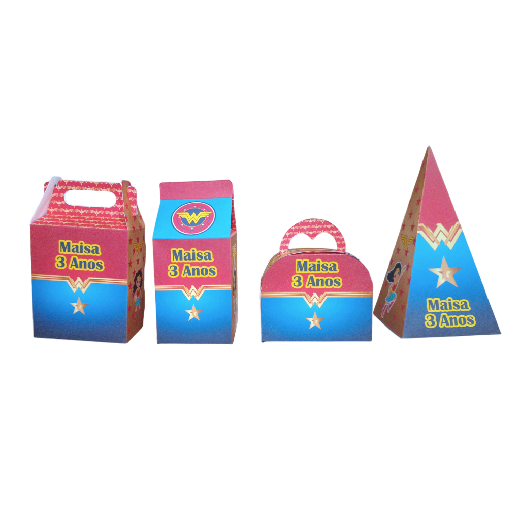 Kit Caixinhas Personalizadas Mulher Maravilha Lembrancinhas Aniversário