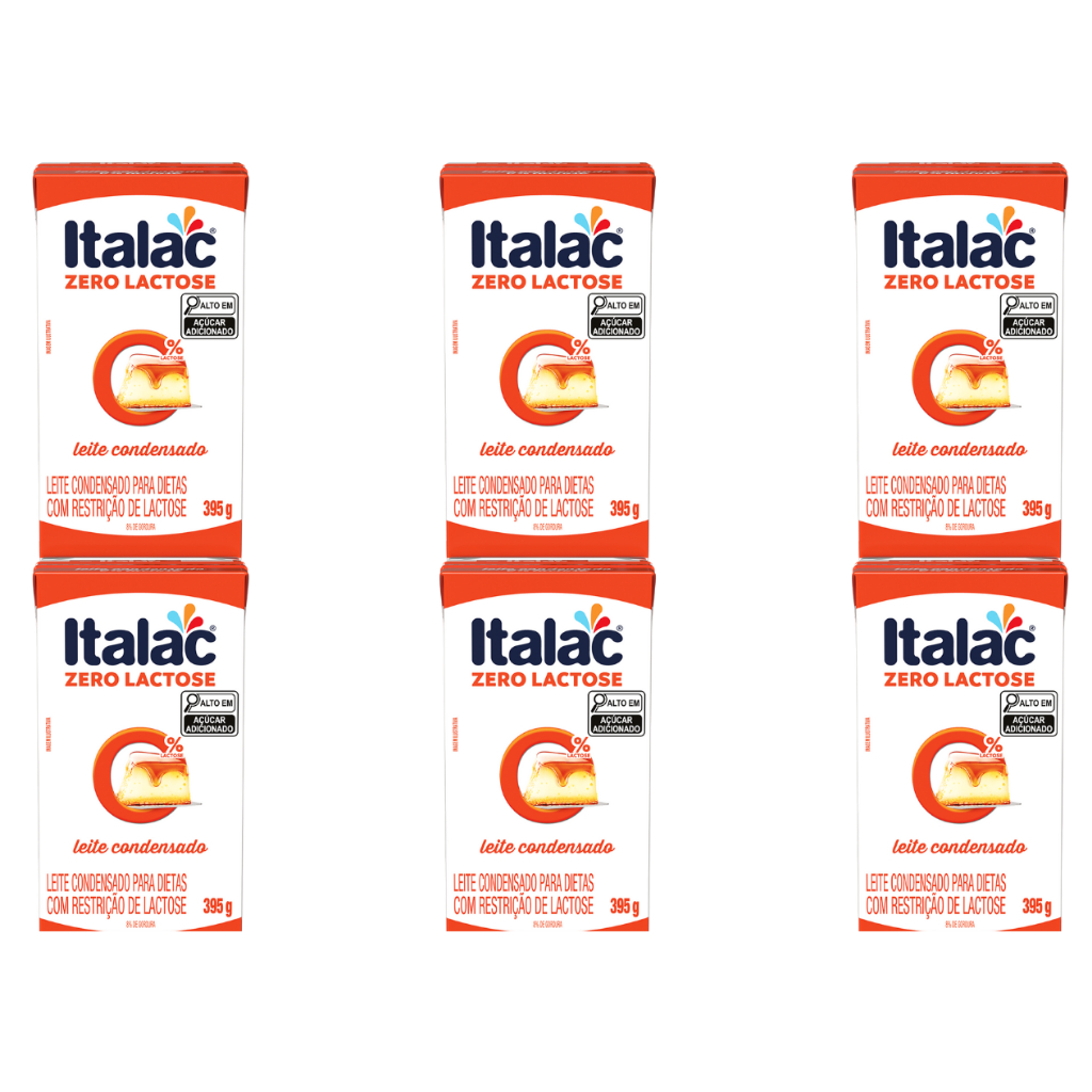Leite Condensado Zero Lactose Italac 395g - Caixa Com 6 Unidades