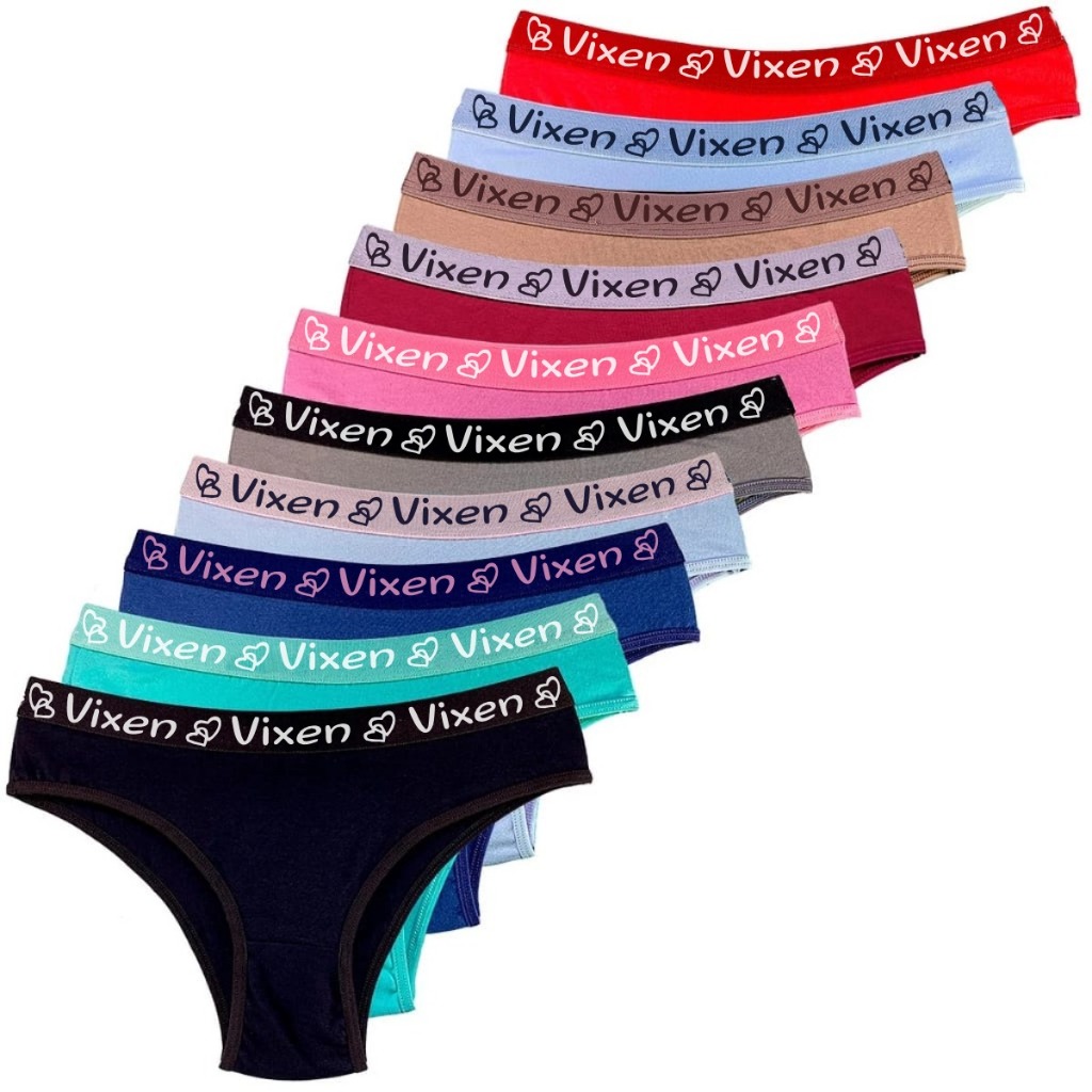 Kit 10 Calcinhas de Algodão Feminina Adulto Tanga Lisas Cos Largo