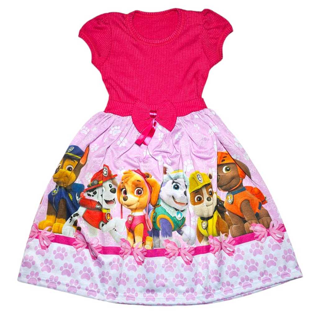 Vestido Festa Casual Manga Curta Infantil Menina Cachorro em Oferta na Shopee