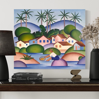 Quadro Tarsila do Amaral Um Pescador Obra de Arte Moderna em Tela Acetinada em Oferta na Shopee