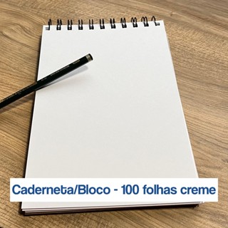 Cardeneta de Anotações 21x14 (A5) - Papel Creme 80g - Sketchbook/Caderno/Bloco em Oferta na Shopee