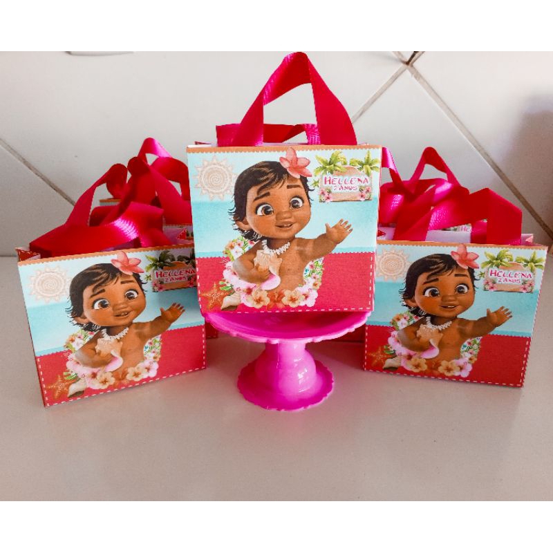 Kit Mini Sacolinhas Surpresas Festa Moana Baby Montadas, Lembrancinhas Aniversário Infantil, Personalizadas.