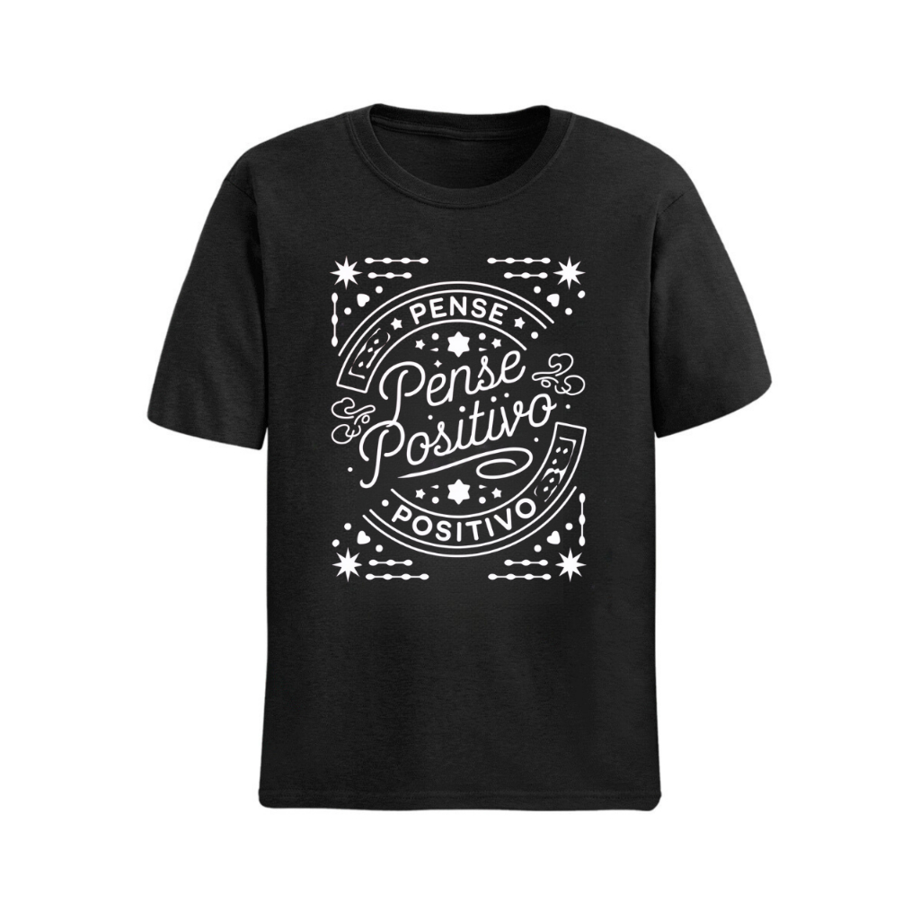 Camiseta Algodão Unissex - Pense Positivo 2 - Graphic Tee Tshirt Casual Versátil Alta Qualidade