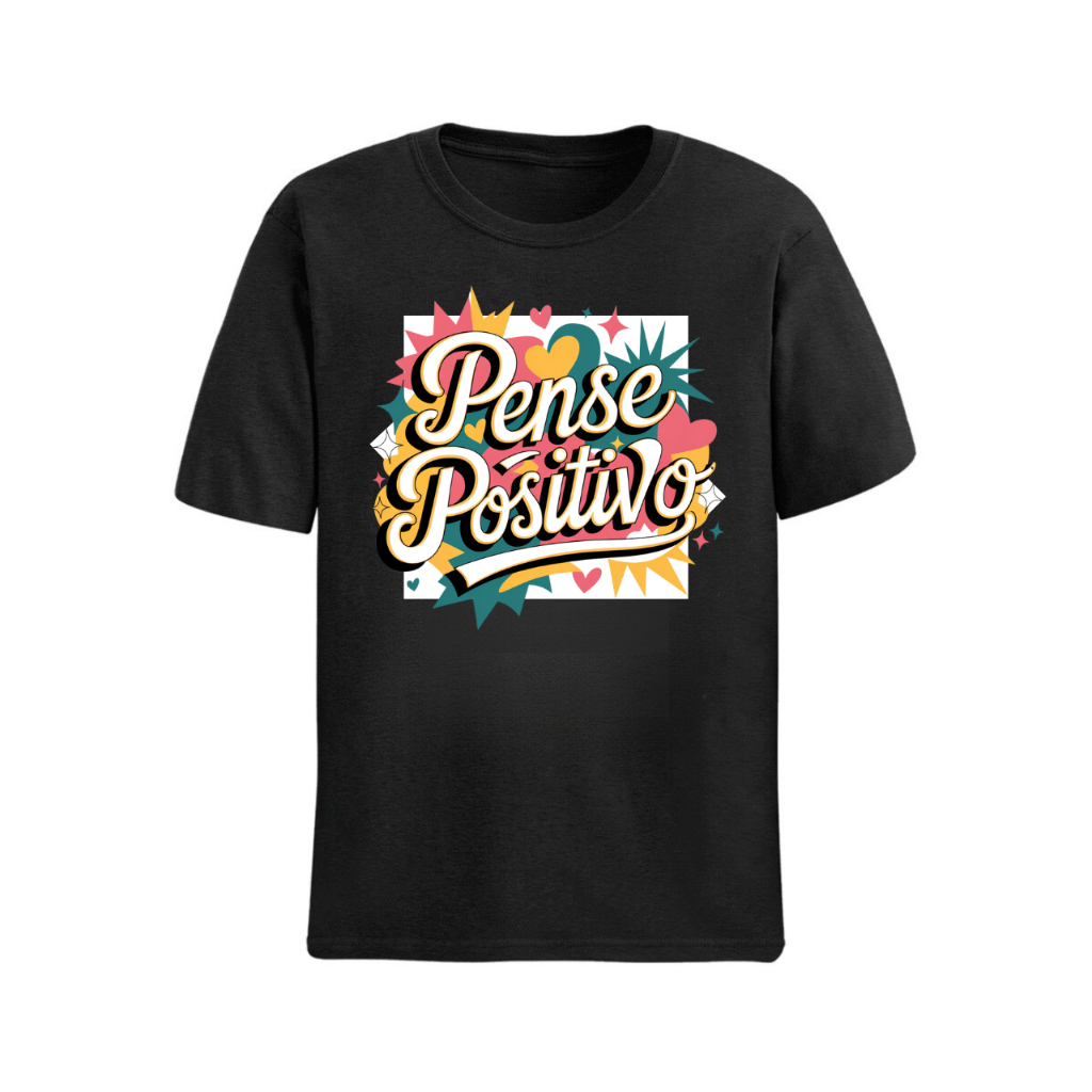 Camiseta Algodão Unissex - Pense posito 4 - Graphic Tee Tshirt Casual Versátil Alta Qualidade
