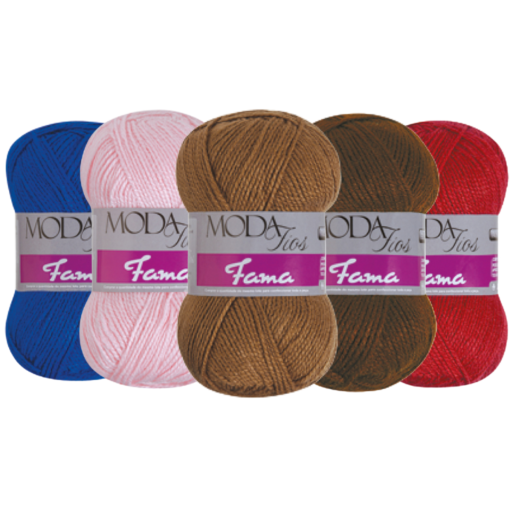 Kit 5 Novelos Fio Lã Fama Moda Fios 100g - 210 m Tricô Crochê