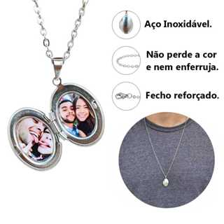 Colar Relicário Corrente Masculino com Foto Presente, Namorado, Casal em Oferta na Shopee