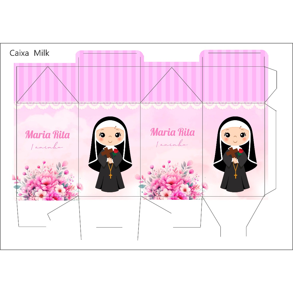 Kit Pegue Monte Personalizados Santa Rita 20 a 60 Caixinhas Lembrancinhas de Aniversário Batizado