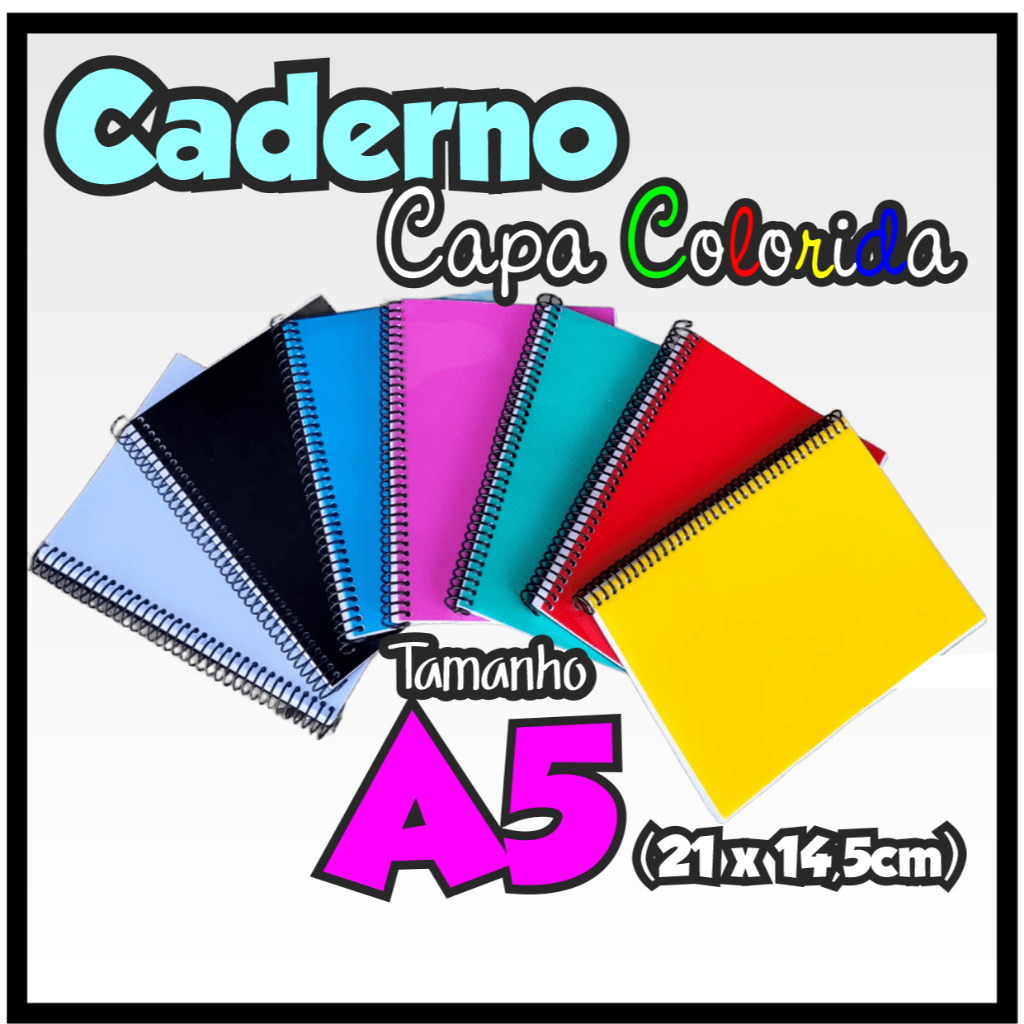 Caderno  Bloco de Anotações No Tamanho A5 (21x14,5 cm) Folhas Brancas Sem Pauta com Capa Colorida em Oferta na Shopee