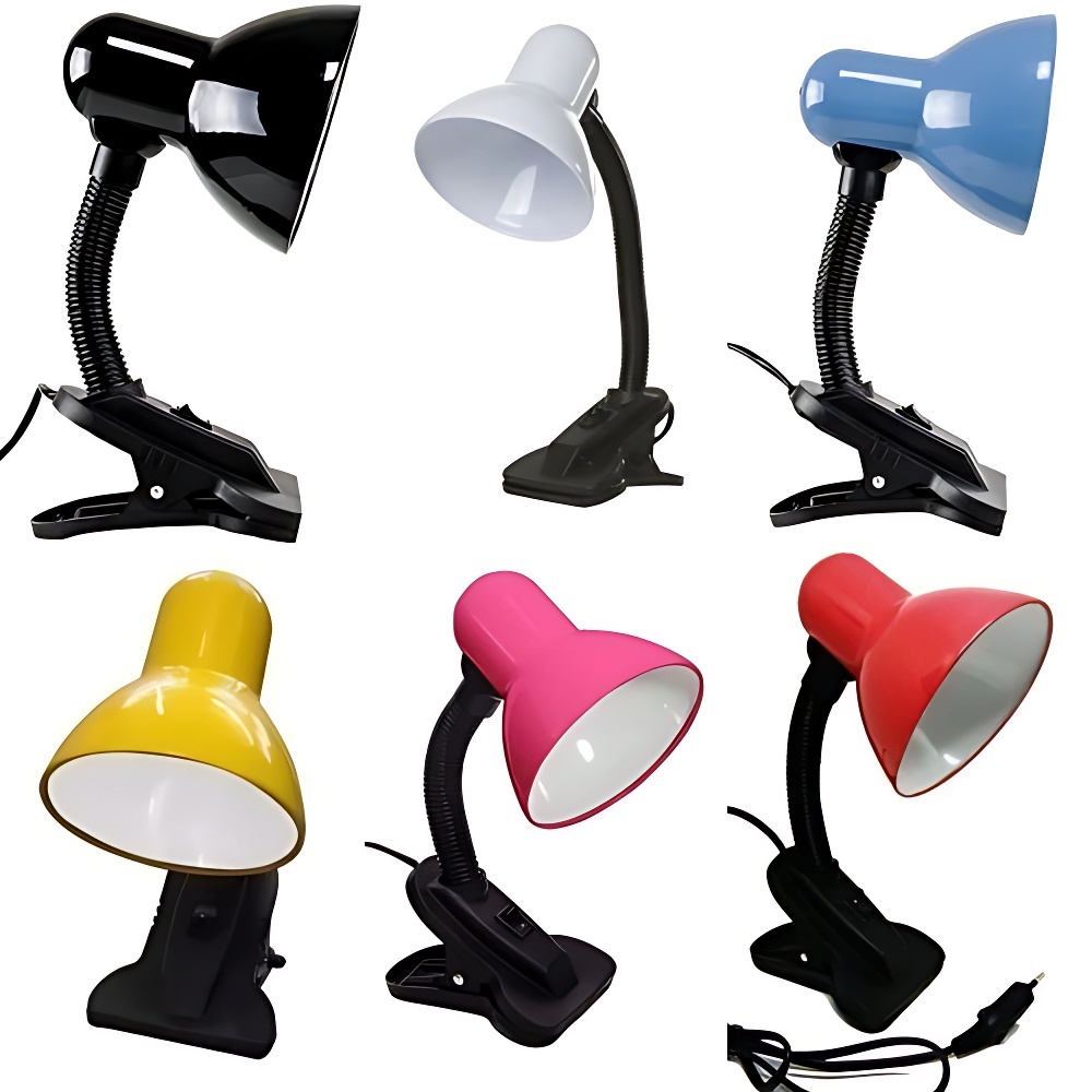 2 Luminária De Mesa Com Garra Presilha Bivolt Para Leitura Estante Quarto Maquiagem Manicure self cozinha